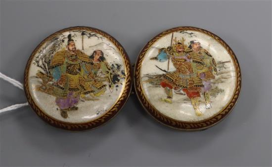 A Japanese Satsuma pottery belt buckle, c.1910 width 9cm